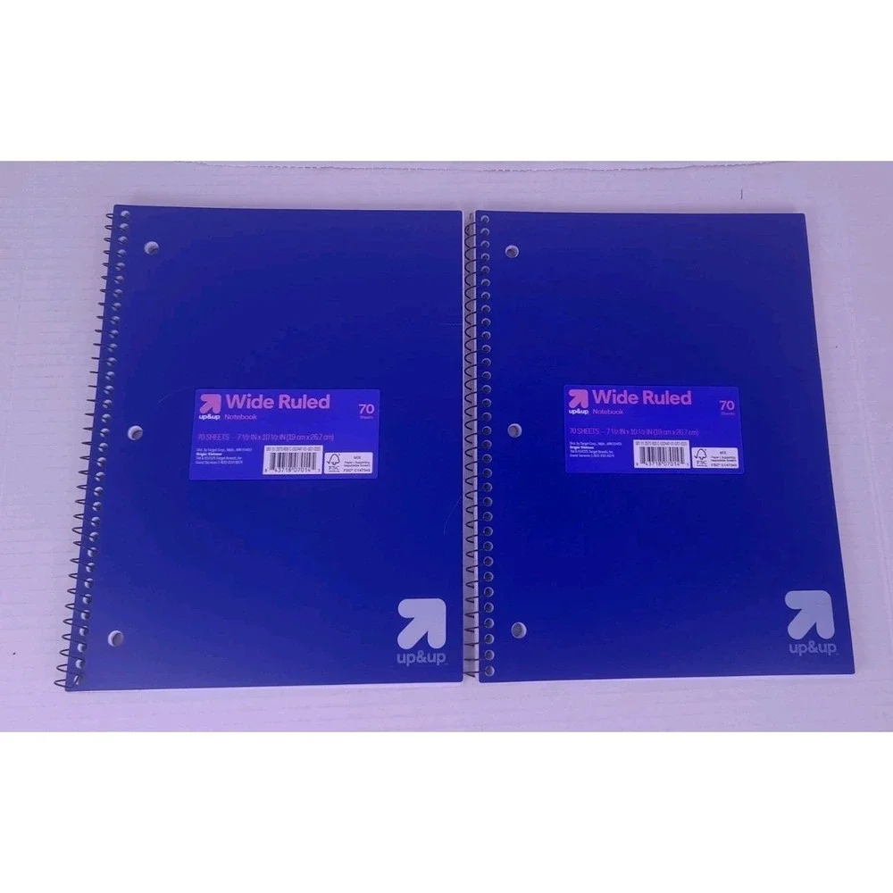 Set Of 6 Up & Up Wide Ruled Notebooks, 70 Sheets, Hot Pink, Black, Blue